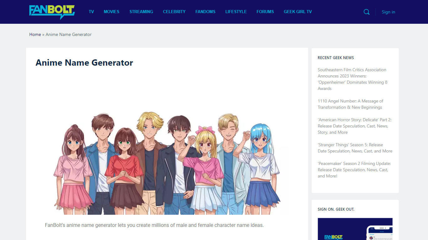 Anime Name Generator - FanBolt